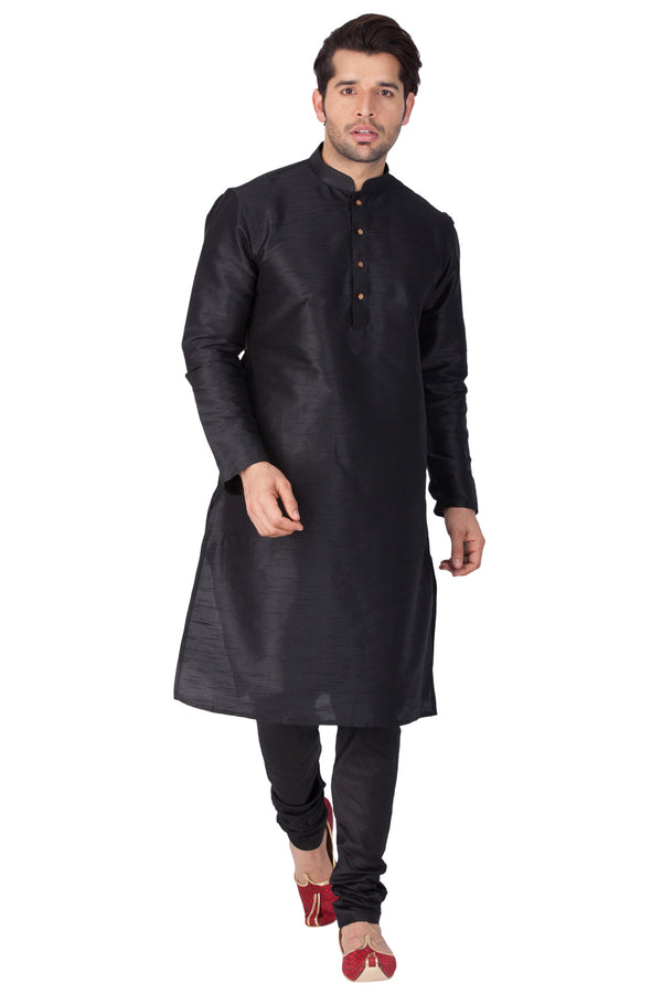 VM by Vastramay Men's Black Silk Blend Kurta Pyjama Set - Distacart