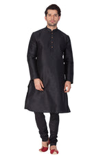 Thumbnail for VM by Vastramay Men's Black Silk Blend Kurta Pyjama Set - Distacart