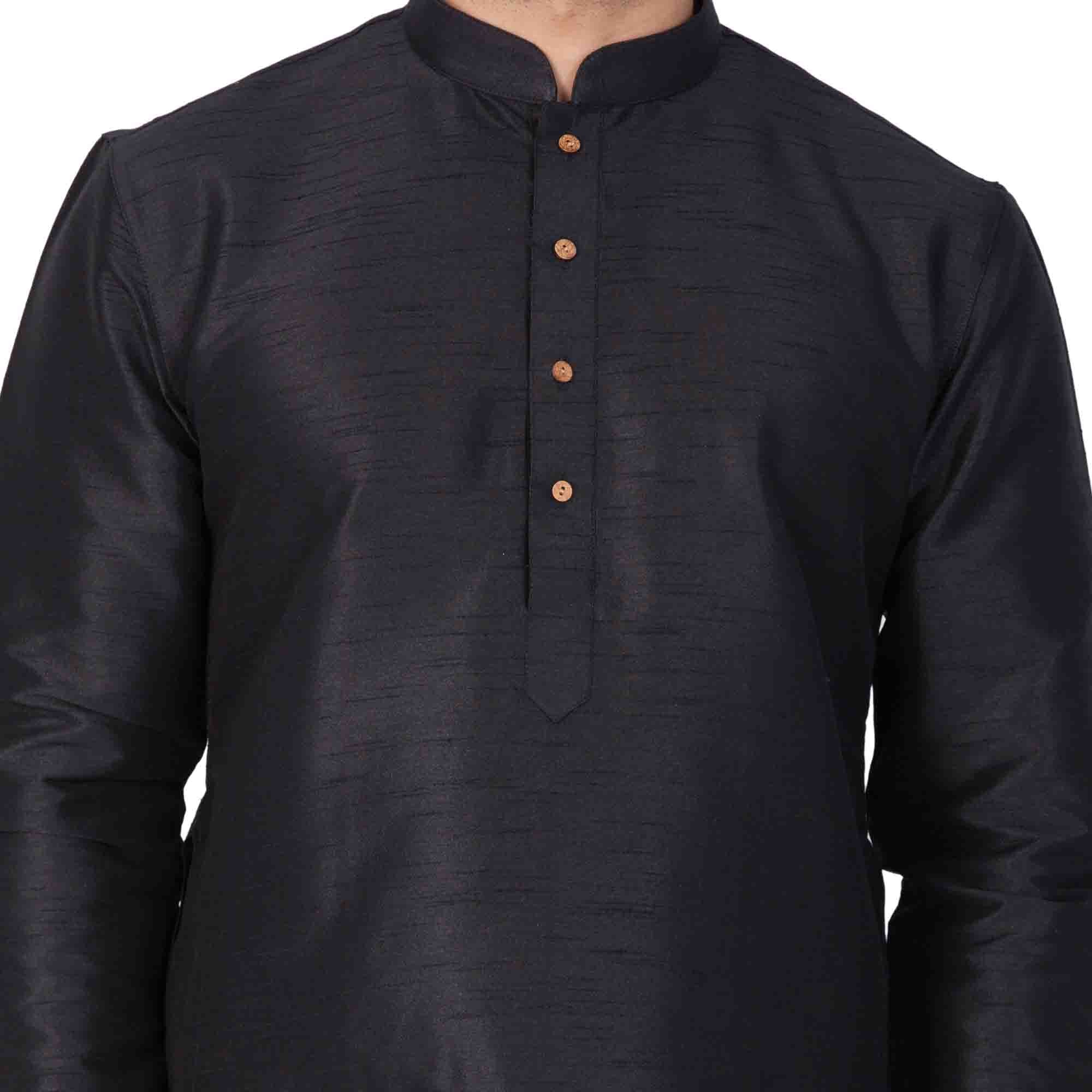 VM by Vastramay Men's Black Silk Blend Kurta Pyjama Set - Distacart