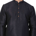 Thumbnail for VM by Vastramay Men's Black Silk Blend Kurta Pyjama Set - Distacart