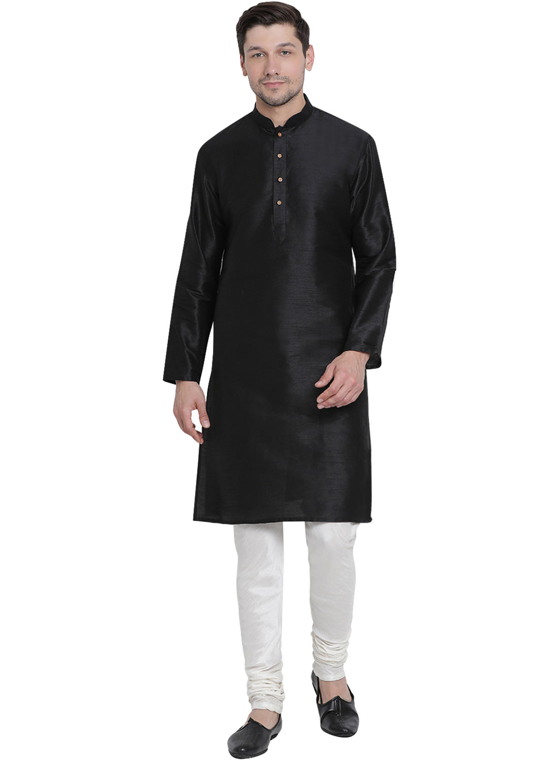 VM by Vastramay Men's Black Silk Blend Kurta Pyjama Set - Distacart