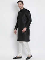 Thumbnail for VM by Vastramay Men's Black Silk Blend Kurta Pyjama Set - Distacart