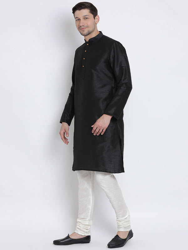 VM by Vastramay Men's Black Silk Blend Kurta Pyjama Set - Distacart