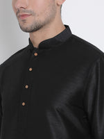 Thumbnail for VM by Vastramay Men's Black Silk Blend Kurta Pyjama Set - Distacart