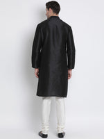 Thumbnail for VM by Vastramay Men's Black Silk Blend Kurta Pyjama Set - Distacart