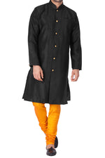 Thumbnail for Vastramay Men's Black Silk Blend Sherwani Set - Distacart