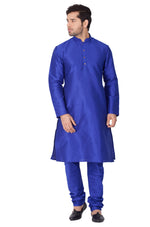 Thumbnail for VM by Vastramay Men's Blue Silk Blend Kurta Pyjama Set - Distacart