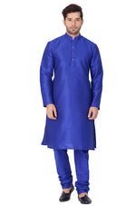 Thumbnail for VM by Vastramay Men's Blue Silk Blend Kurta Pyjama Set - Distacart