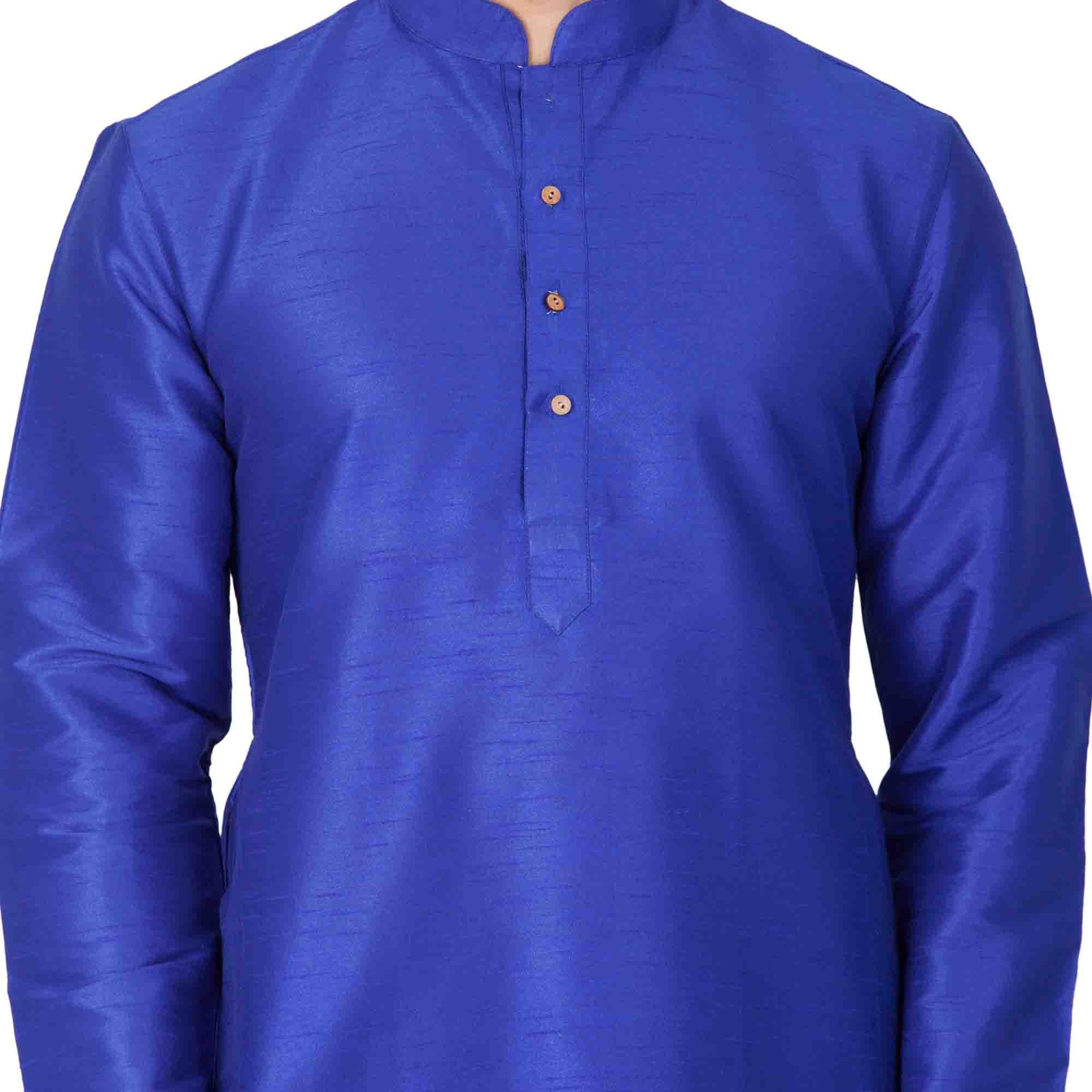 VM by Vastramay Men's Blue Silk Blend Kurta Pyjama Set - Distacart