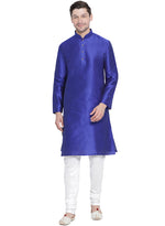 Thumbnail for Vastramay Men's Blue Silk Blend Kurta Pyjama Set - Distacart