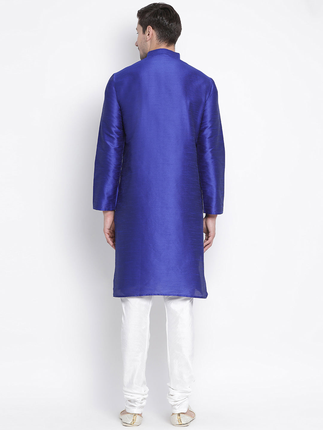 Vastramay Men's Blue Silk Blend Kurta Pyjama Set - Distacart