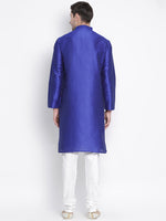 Thumbnail for Vastramay Men's Blue Silk Blend Kurta Pyjama Set - Distacart