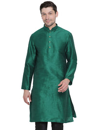 Thumbnail for Vastramay Men's Green Silk Blend Kurta - Distacart