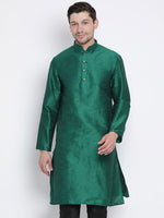 Thumbnail for Vastramay Men's Green Silk Blend Kurta - Distacart