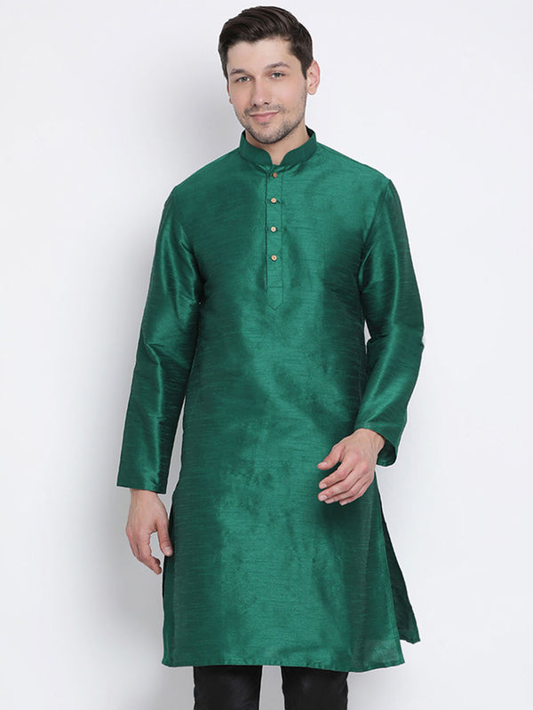 Vastramay Men's Green Silk Blend Kurta - Distacart