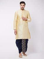 Thumbnail for VM by Vastramay Men's Solid Kurta And Embroidered Traditional Dhoti Set - Distacart