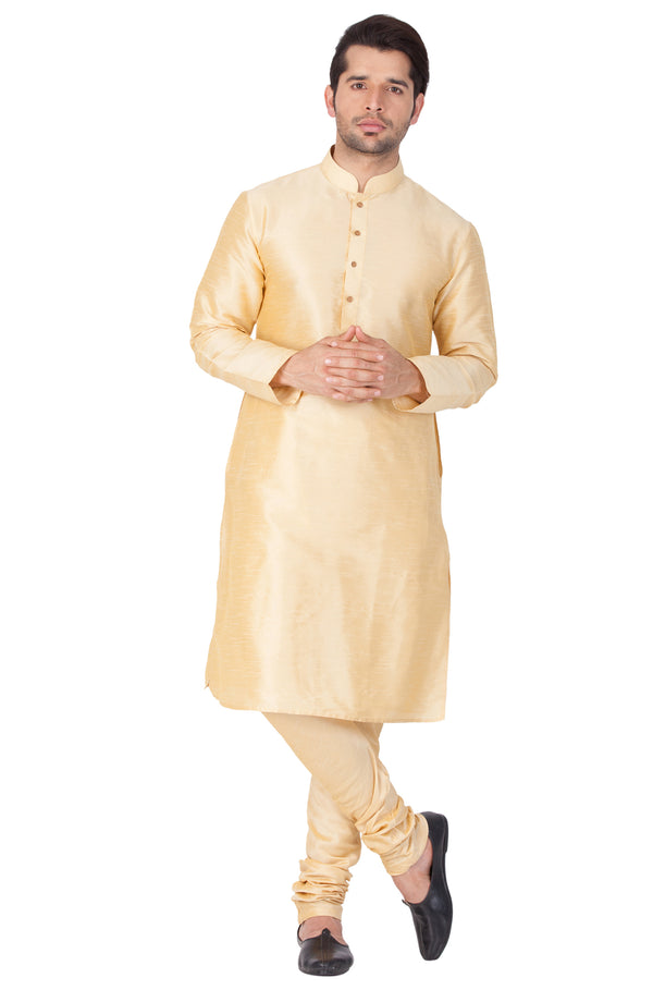 VM by Vastramay Men's Gold Silk Blend Kurta Pyjama Set - Distacart