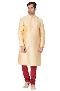 Thumbnail for Vastramay Men's Gold Silk Blend Kurta Pyjama Set - Distacart