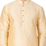 Thumbnail for VM by Vastramay Men's Gold Silk Blend Kurta Pyjama Set - Distacart