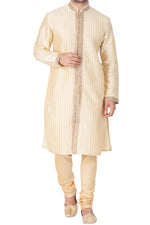 Thumbnail for Vastramay Men's Gold Silk Blend Kurta Pyjama Set - Distacart