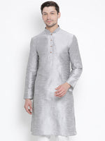 Thumbnail for Vastramay Men's Grey Silk Blend Kurta - Distacart