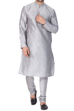 Thumbnail for Vastramay Men's Grey Silk Blend Kurta Pyjama Set - Distacart