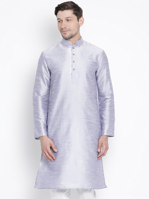 Vastramay Men's Light Blue Silk Blend Kurta - Distacart