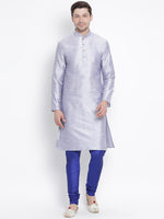 Thumbnail for Vastramay Men's Light Blue Silk Blend Kurta Pyjama Set - Distacart