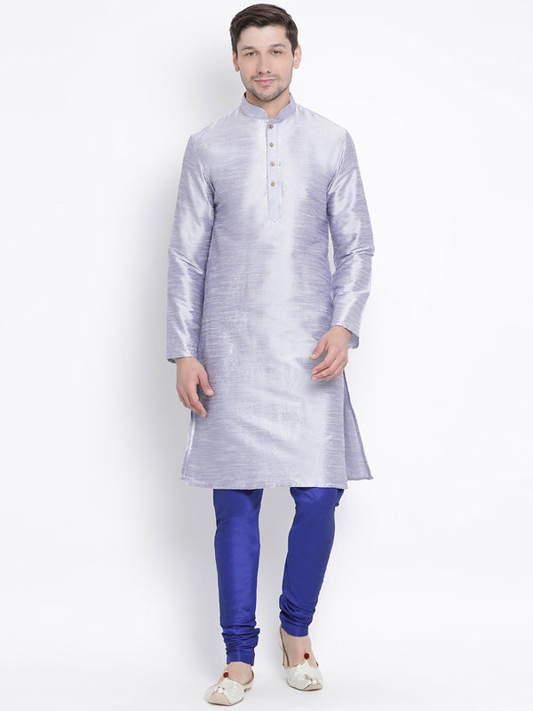 Vastramay Men's Light Blue Silk Blend Kurta Pyjama Set - Distacart