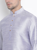 Thumbnail for VM by Vastramay Men's Light Blue Silk Blend Kurta Pyjama Set - Distacart