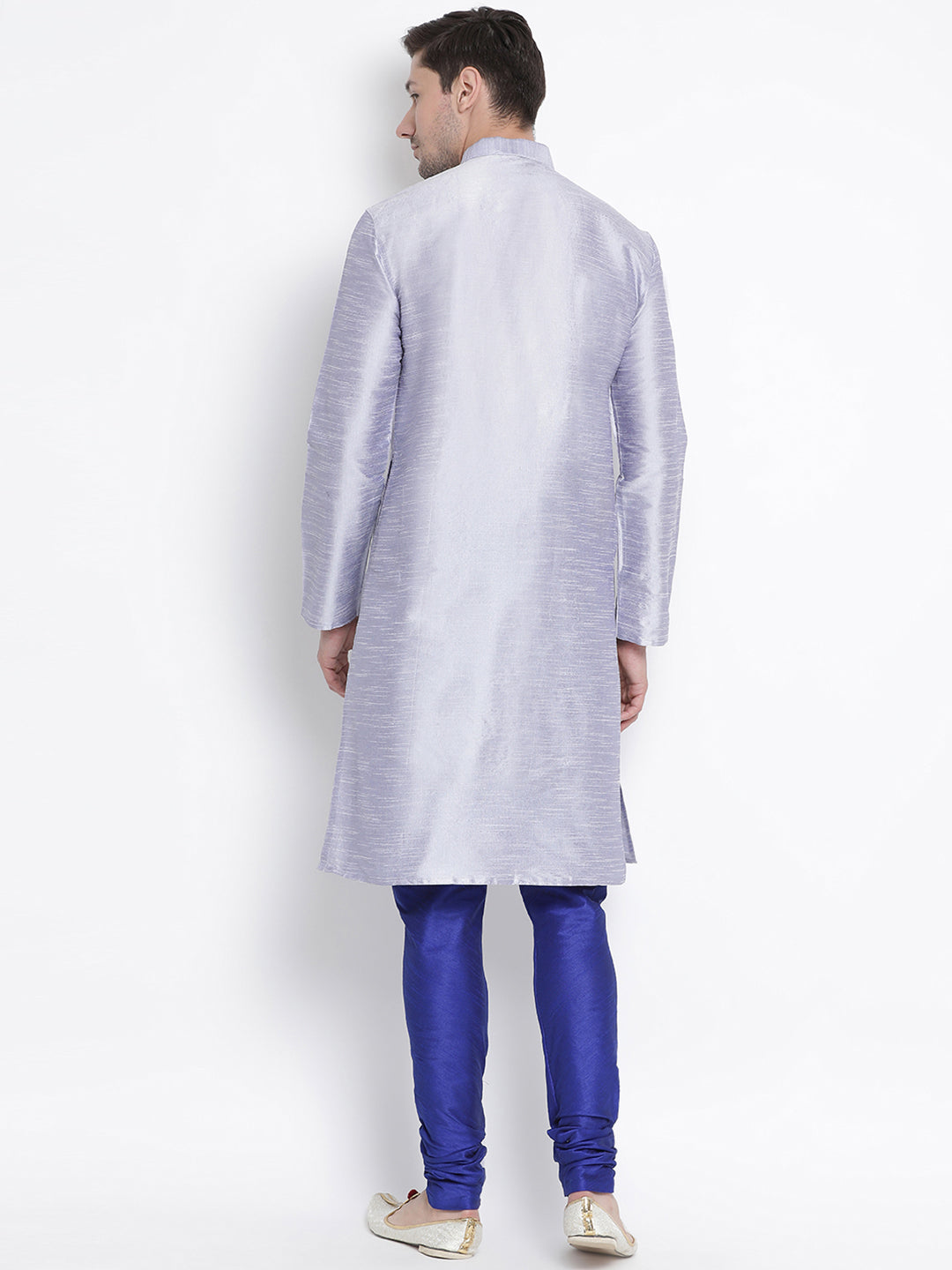 VM by Vastramay Men's Light Blue Silk Blend Kurta Pyjama Set - Distacart