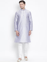 Thumbnail for VM by Vastramay Men's Light Blue Silk Blend Kurta Pyjama Set - Distacart