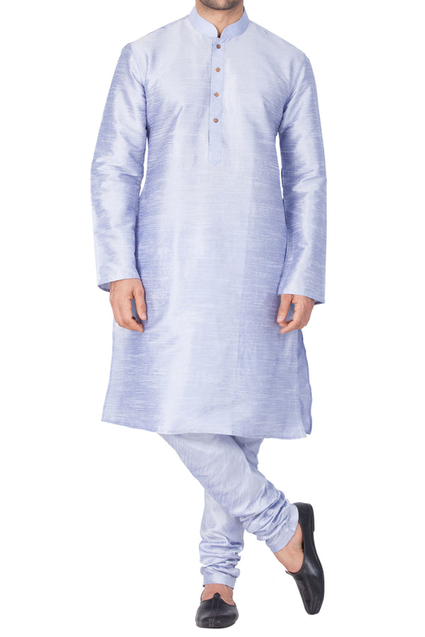 Vastramay Men's Light Blue Silk Blend Kurta Pyjama Set - Distacart