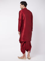 Thumbnail for VM by Vastramay Men's Maroon Silk Blend Kurta And Dhoti Set - Distacart