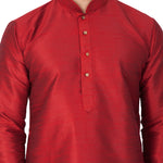 Thumbnail for VM by Vastramay Men's Maroon Silk Blend Kurta Pyjama Set - Distacart