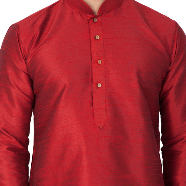 VM by Vastramay Men's Maroon Silk Blend Kurta Pyjama Set - Distacart