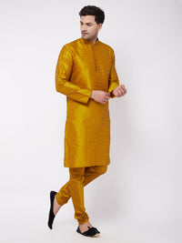 Thumbnail for Vastramay Men's Mustard Silk Blend Kurta Pyjama Set - Distacart