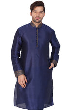 Thumbnail for Vastramay Men's Blue Silk Blend Kurta - Distacart