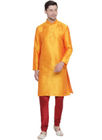 Thumbnail for VM by Vastramay Men's Orange Silk Blend Kurta Pyjama Set - Distacart