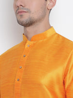 Thumbnail for VM by Vastramay Men's Orange Silk Blend Kurta Pyjama Set - Distacart