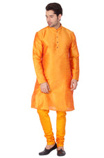 Thumbnail for VM by Vastramay Men's Orange Silk Blend Kurta Pyjama Set - Distacart