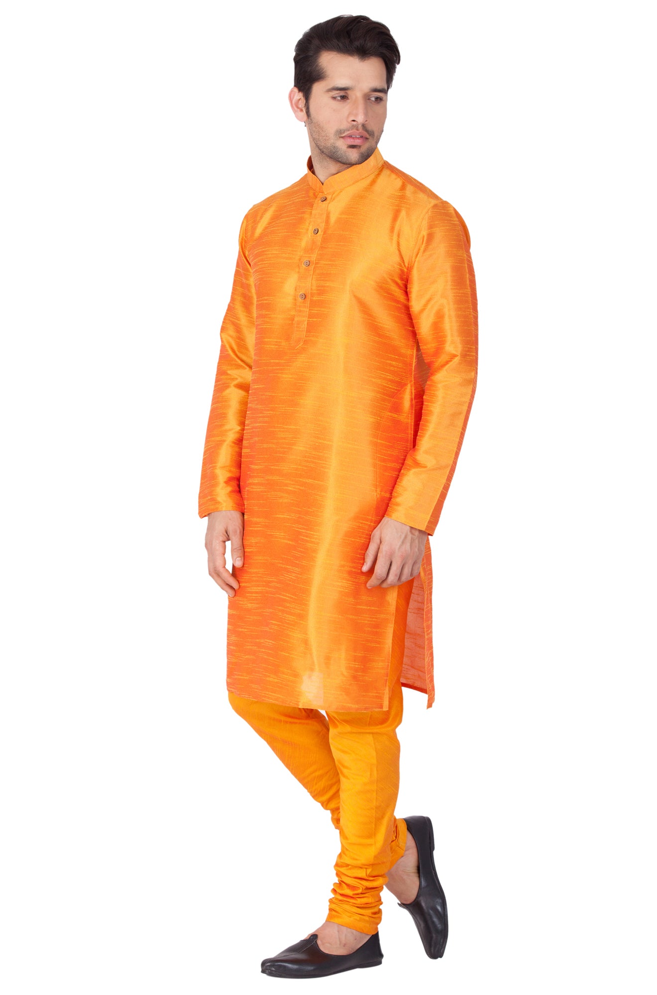 VM by Vastramay Men's Orange Silk Blend Kurta Pyjama Set - Distacart