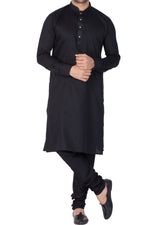 Thumbnail for Vastramay Men's Black Cotton Blend Kurta Pyjama Set - Distacart
