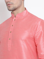 Thumbnail for Vastramay Men's Pink Silk Blend Kurta Pyjama Set - Distacart