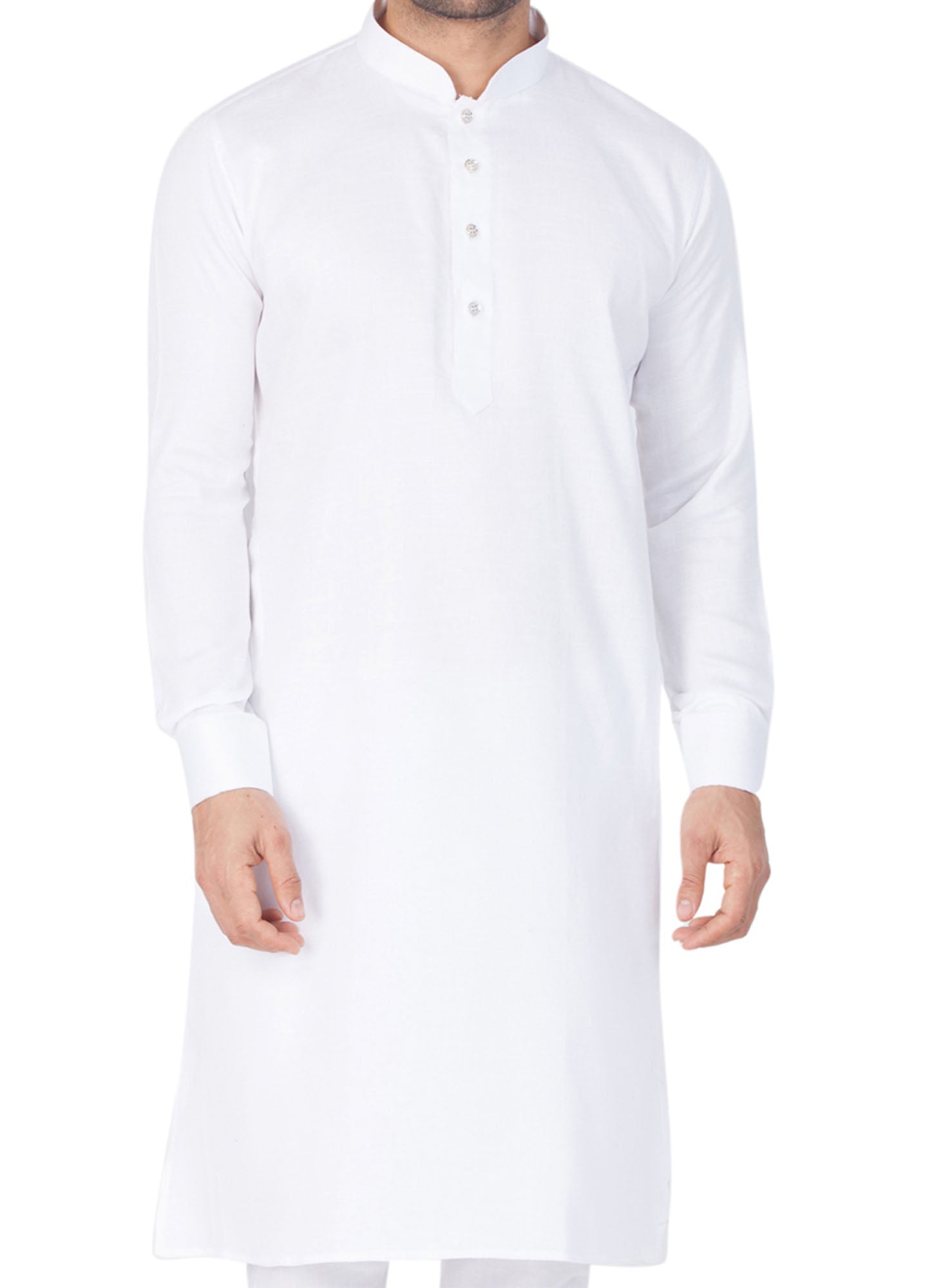 Vastramay Men's White Cotton Blend Kurta Pyjama Set - Distacart
