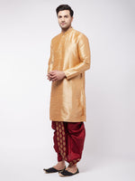 Thumbnail for VM by Vastramay Men's Solid Kurta And Embroidered Traditional Dhoti Set - Distacart