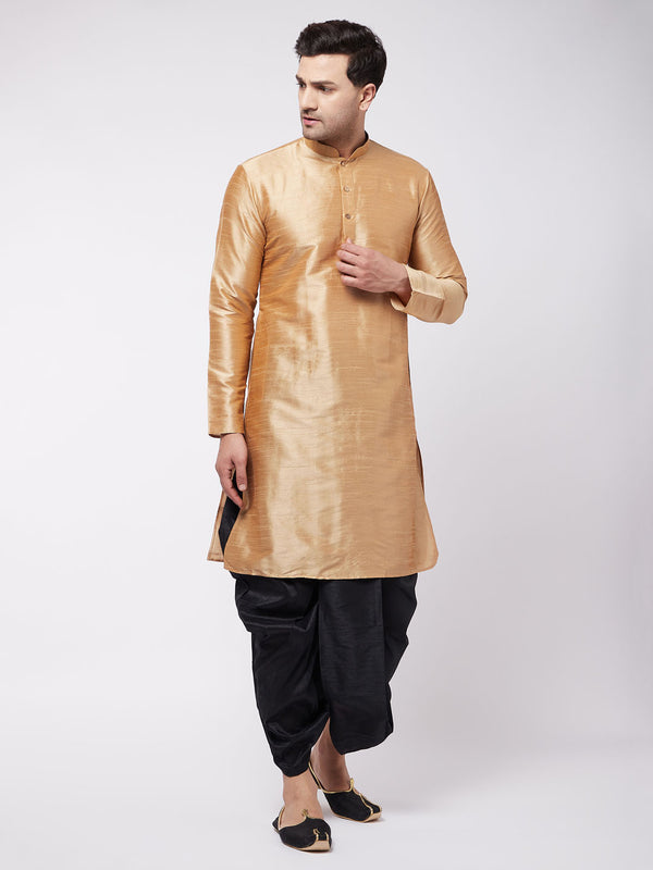 VM by Vastramay Men's Rose Gold Silk Blend Kurta And Dhoti Set - Distacart