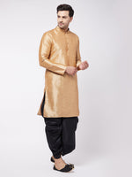 Thumbnail for VM by Vastramay Men's Rose Gold Silk Blend Kurta And Dhoti Set - Distacart