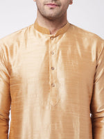 Thumbnail for VM by Vastramay Men's Rose Gold Silk Blend Kurta And Dhoti Set - Distacart