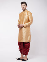 Thumbnail for VM by Vastramay Men's Rose Gold Silk Blend Kurta And Dhoti Set - Distacart